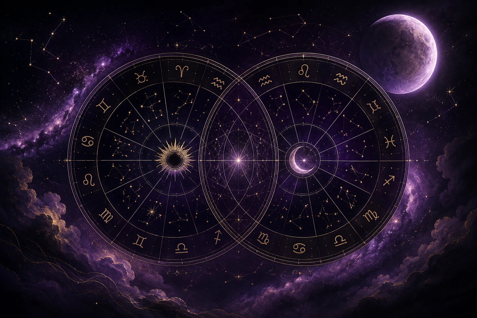 Violet relationship astrology artwork for how to read a synastry chart step by step