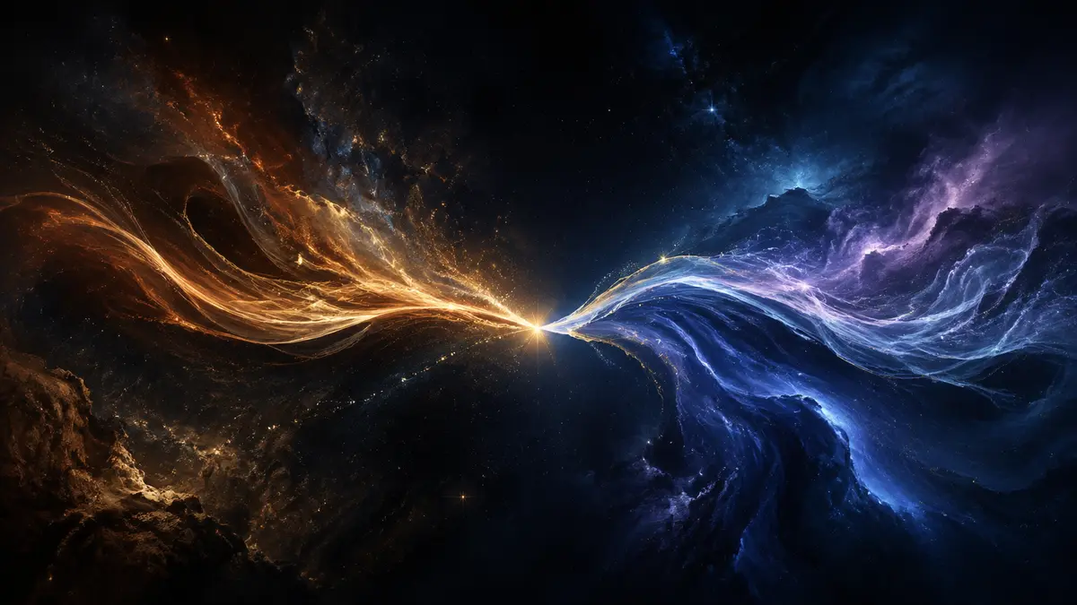 Astrology compatibility artwork representing opposite zodiac signs
