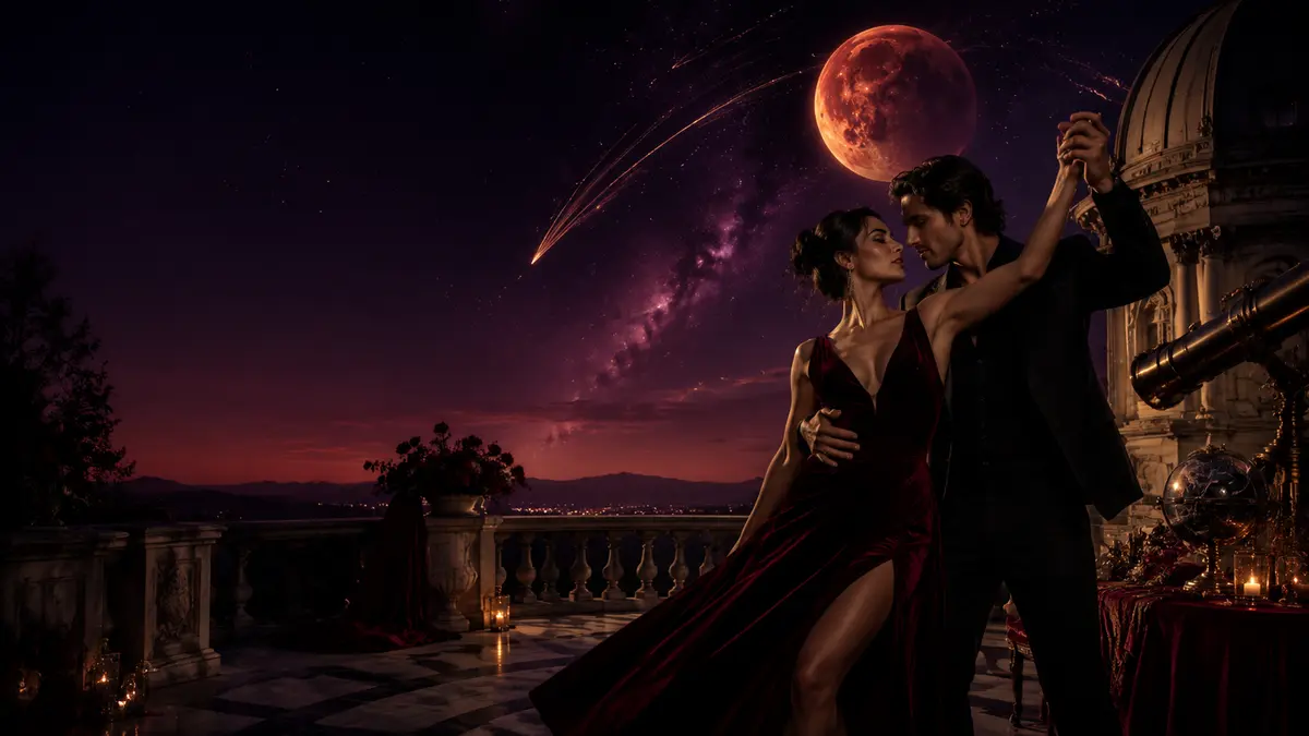 Mars in Sagittarius drive, assertion, and conflict illustration in Velvet Zodiac's violet celestial style