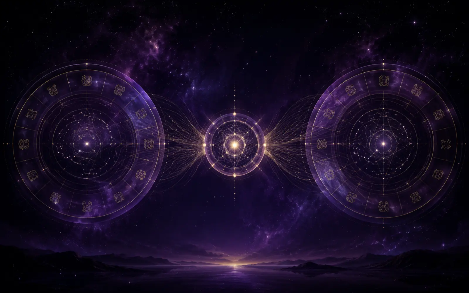 Composite midpoint relationship chart in violet tones